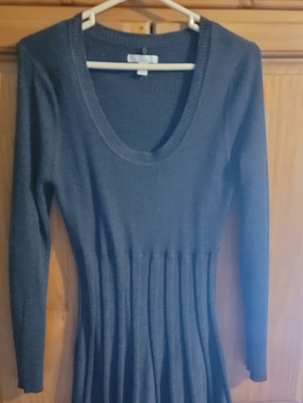 Dana Buchman Dark Charcoal Long Sleeve Sweater Dress